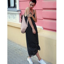 Women's Beach Boho Loose Dress,Polka Dot Strap Max..