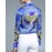 Women's Casual/Daily Vintage All Seasons ShirtPrint Shirt Collar Long Sleeve Blue Polyester Medium