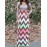 Women's Beach Loose Dress,Striped / Print Round Neck Maxi Long Sleeve Gray / Green Cotton Fall