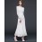 Women's Sexy Lace Halter Hollowing Round Neck Long Sleeve Party Cocktail Long Dress