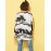 Women's Going out Street chic Fall T-shirt,Print Round Neck Long Sleeve Beige Polyester Medium