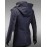 Men's Solid Casual Trench coat,Wool / Nylon Long Sleeve-Blue