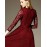Women's Party/Cocktail Sexy Sheath Dress,Patchwork V Neck Maxi Long Sleeve Red Cotton Summer
