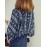 Women's Going out / Casual/Daily Vintage Summer Blouse,Print V Neck ? Sleeve Blue / Orange Polyester Thin