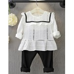 Girl's Casual/Daily Solid Blouse / Pants / Clothing SetCotton Spring / Fall White  