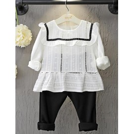Girl's Casual/Daily Solid Blouse / Pants / Clothing SetCotton Spring / Fall White