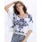 Women's Causal Loose Print Round Neck Lace Big Sleeve Blouse