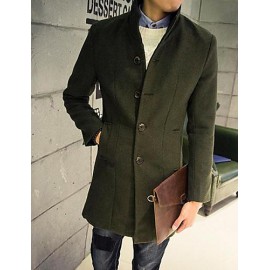 Men's Long Sleeve Long Coat , Cotton Pure