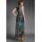 Going out Street chic Sheath Dress,Print V Neck Maxi Sleeveless Blue Silk Summer High Rise