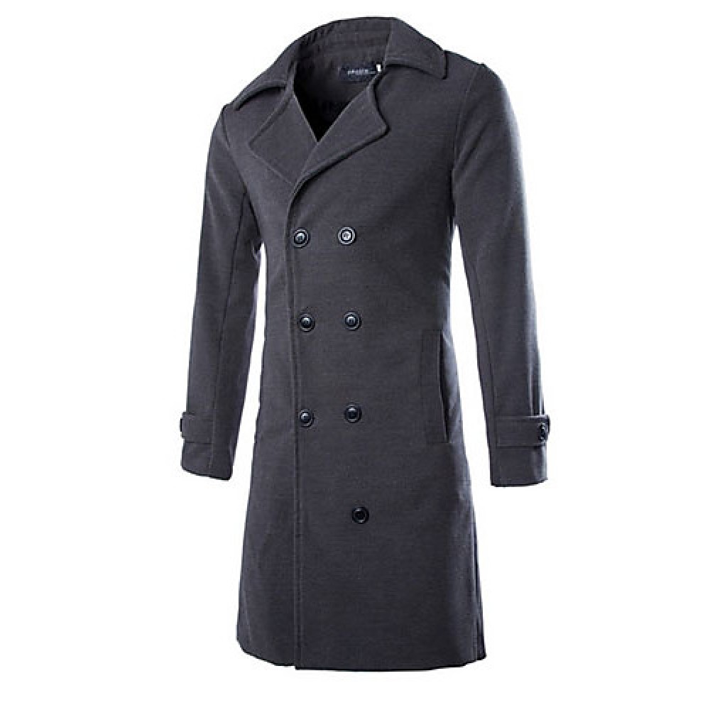 Men's Casual/Plus Sizes Pure Long Sleeve Long Coat (Tweed)