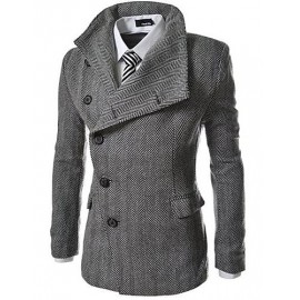 Men's Solid Casual Coat,Cotton / Polyester Long Sleeve-Gray Men's Solid Casual Coat,Cotton / Polyester Long Sleeve-Gray