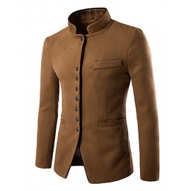 Men's Long Sleeve Casual / Sport JacketCotton Solid Black / Blue / Brown / Red