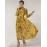 Women's Casual/Daily Swing Dress,Floral Crew Neck Maxi Long Sleeve Red / Yellow Polyester Spring