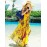 Beach Swing Dress,Print Maxi Sleeveless Yellow Summer Inelastic Thin