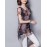 Women's Going out / Casual/Daily Street chic ,Print Round Neck Short Sleeve Brown Polyester Thin