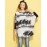 Women's Going out Street chic Fall T-shirt,Print Round Neck Long Sleeve Beige Polyester Medium