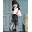 Girl's Cotton Spring/Autumn Fashion Print Jeans Pants Suspender Trousers Patchwork Solid Color Overalls  