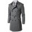 Men's Solid Casual / Work Trench coat,Wool Blend Long Sleeve-Black / Gray