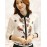 Women's Wild Commuter Contrast Color Stitching Print Long Sleeve Chiffon Shirt