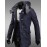 Men's Solid Casual Trench coat,Wool / Nylon Long Sleeve-Blue
