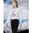 Women's Casual/Daily Simple Fall T-shirtPrint Crew Neck Long Sleeve White Acrylic / Polyester / Spandex Opaque