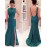 Women's Party/Cocktail Trumpet/Mermaid Dress,Solid Round Neck Maxi Sleeveless Green Summer