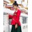 Women's Going out Chinoiserie BlouseAnimal Print V Neck Long Sleeve Red Polyester Opaque