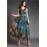 Going out Street chic Sheath Dress,Print V Neck Maxi Sleeveless Blue Silk Summer High Rise