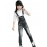 Girl's Cotton Spring/Autumn Fashion Print Jeans Pants Suspender Trousers Patchwork Solid Color Overalls  