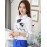 Women's Wild Cartoon Cat Print Plus Size Long Sleeve Chiffon Shirt