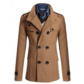 Men's Solid Casual / Work Trench coat,Polyester Long Sleeve-Black / Blue / Brown / Gray / Tan Men's Solid Casual / Work Trench coat,Polyester Long Sleeve-Black / Blue / Brown / Gray / Tan