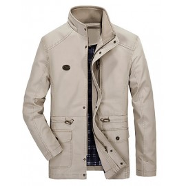Men's Casual/Daily Vintage Trench CoatSolid Hooded Long Sleeve Fall / Winter Black / BrownCotton / Polyester Medium Men's Casual/Daily Vintage Trench CoatSolid Hooded Long Sleeve Fall / Winter Black / BrownCotton / Polyester Medium