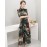 Women's Going out Vintage Swing Dress,Print Stand Maxi ? Sleeve Multi-color Polyester Summer