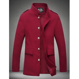Men's Fashion Single-Breasted Solid Woolen Coat