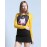 Women's Going out Street chic Spring / Fall T-shirtPrint Round Neck Long Sleeve White / Black / Yellow Wool