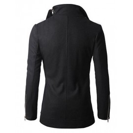 Men's Solid Casual / Work Coat,Cotton Long Sleeve-Black / Brown / Gray