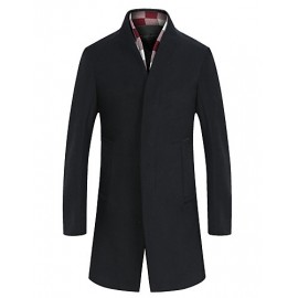 Men's Long Sleeve Long Coat , Tweed / Wool Pure Men's clothing woolen cloth coat to keep warm winter wind coat